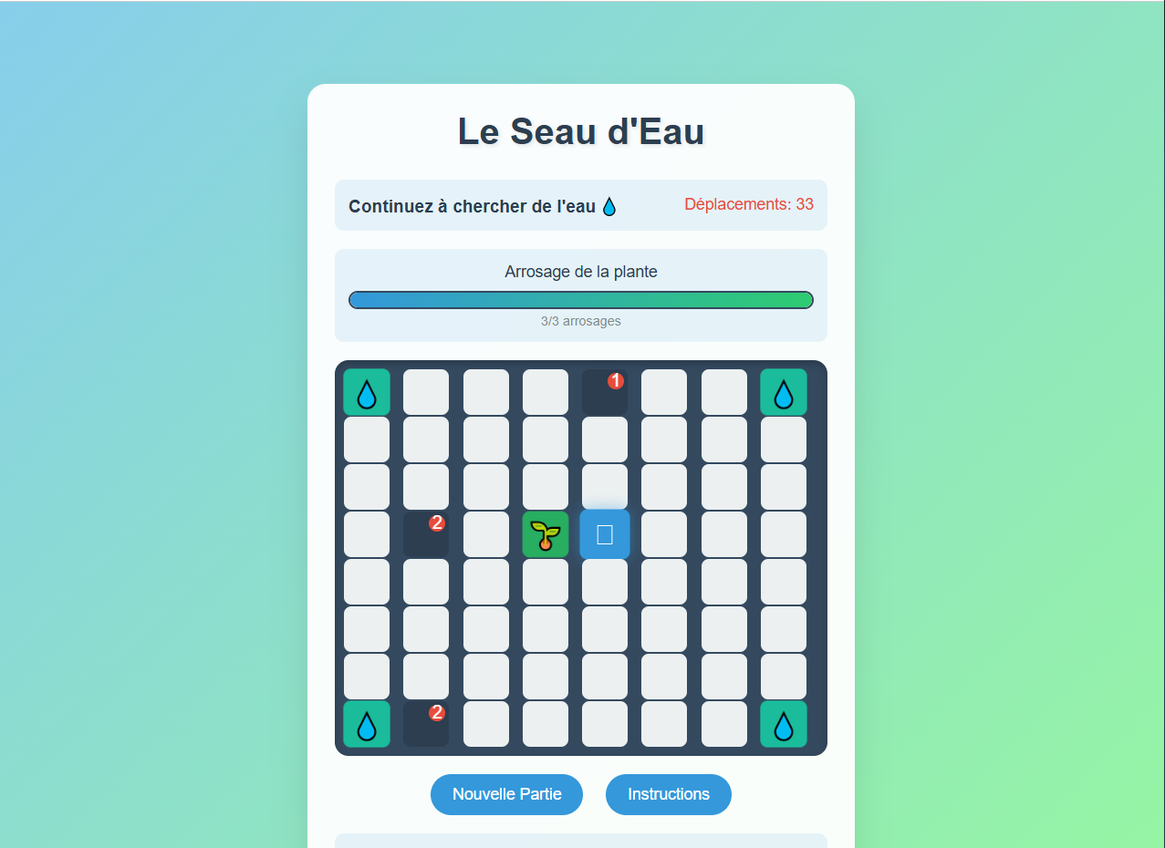 Jeu Le Seau d’Eau en HTML, CSS et JavaScript